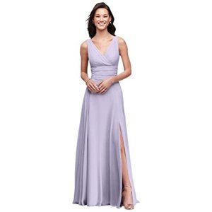 David's Bridal Surplice Tank Long Chiffon Dress